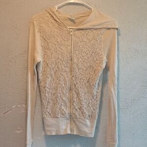 American Age Beige Textured Zip-Up